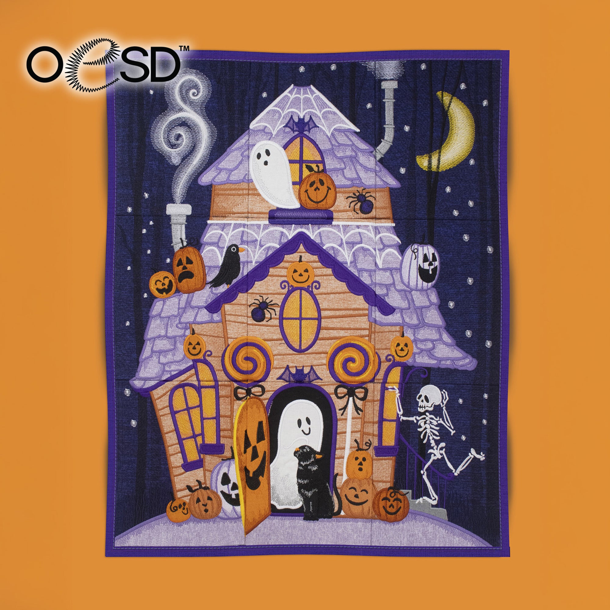 Boo Manor Tiling Scene Machine Embroidery Design - ON USB STICK