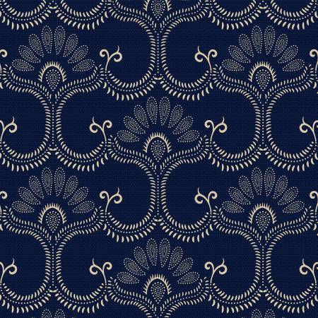 Anna B's Indigos Canvas C101880D-NAVY Navy Flower