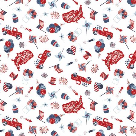 Stars and Stripes Forever Main White Patriotic C15710-WHITE