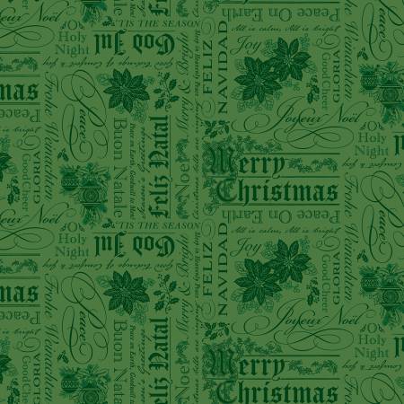 Poinsettias at Christmas C17632-GREEN Text Green