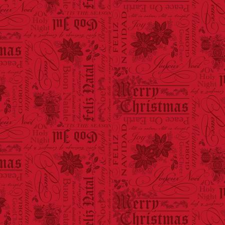 Poinsettias at Christmas C17632-RED Text Red