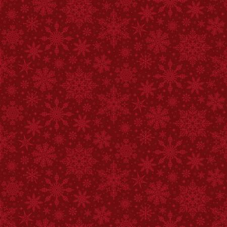 Poinsettias at Christmas C17635-RED Snowflakes Red