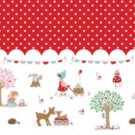 Whimsical Woodland C17648-RED Border Print Red