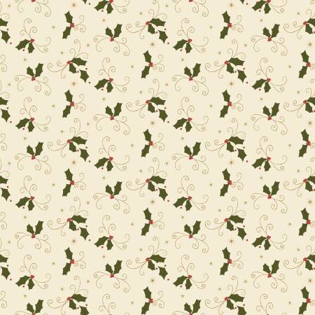 Christmas Greetings C17663-CEAM Christmas Holly Cream