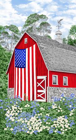 Red Barn with Flag Panel