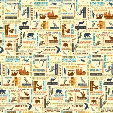 National Parks Word Print Cream C8784R-CREAM