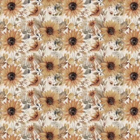 Evening on the Prairie  Watercolor Sunflowers Cream CD16743-CREAM