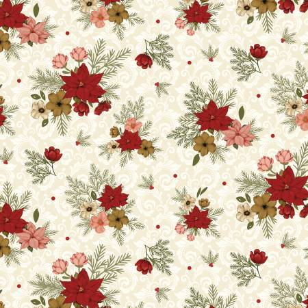 Christmas Greetings CD17661-CEAM Christmas Floral Cream