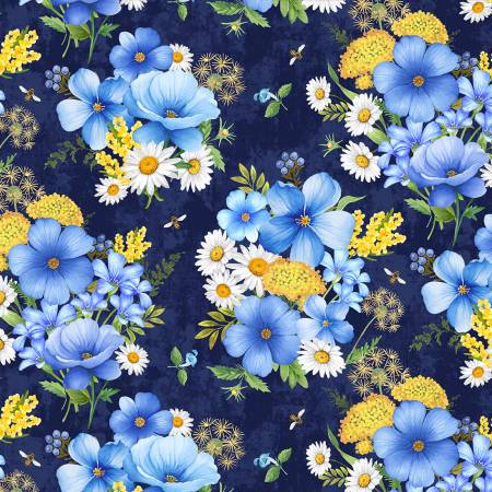 Bee Kind Navy Bee Floral Bouquet CD3256-NAVY