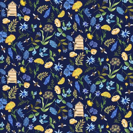 Bee Kind Navy Tossed Small Floral CD3259-NAVY