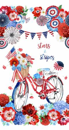 USA Patriotic Floral Panel CD3267-USA