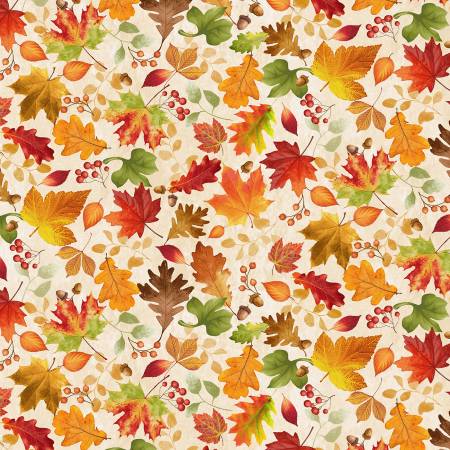 A Grateful Heart CD3515-CREAM Cream Tossed Fall Leaves
