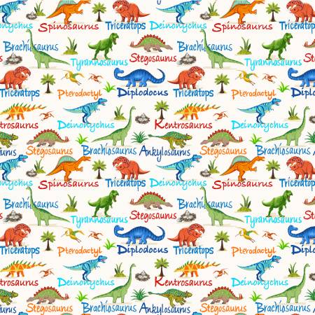Cream Mini Dinosaurs & Names CD3847-CREAM