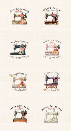 Cream Floral Sewing Machines Panel CD3873-CREAM