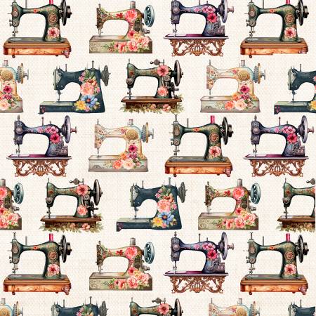 Ecru Floral Sewing Machines CD3874-ECRU
