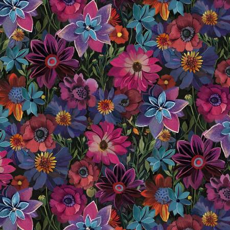 Calico Cat Black Forest Floral CD4116-BLACK