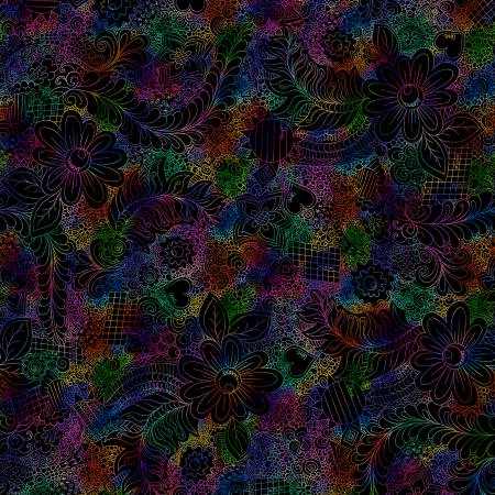 108" Wide Quilt Back - Prism Floral Doodle Floral