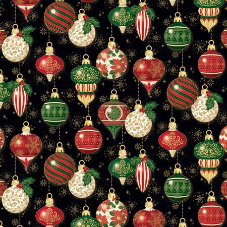 Poinsettias at Christmas CF17631-BLACK Ornaments Black Foil