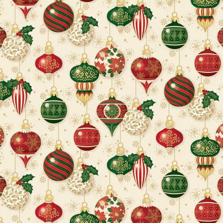 Poinsettias at Christmas CF17631-CREAM Ornaments Cream Foil