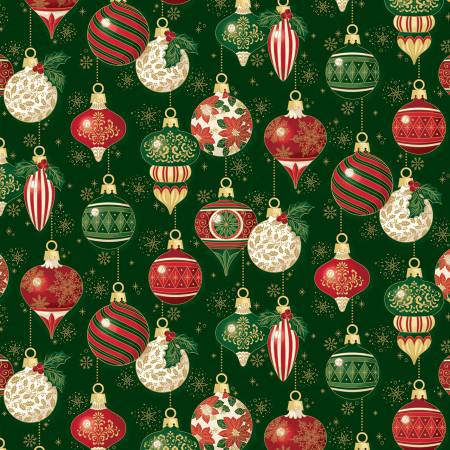Poinsettias at Christmas CF17631-GREEN Ornaments Green Foil