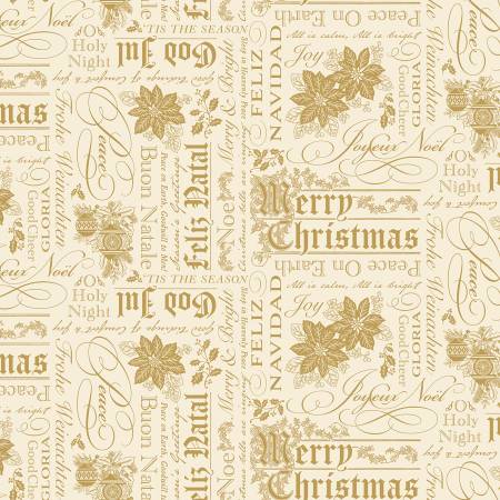 Poinsettias at Christmas CF17632-CREAM Text Cream Foil
