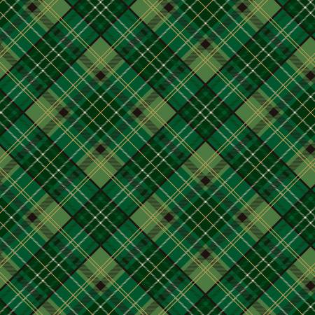 Poinsettias at Christmas CF17633-GREEN Plaid Green Foil