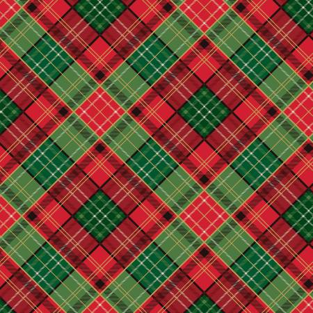 Poinsettias at Christmas CF17633-MULTI Plaid Multi Foil