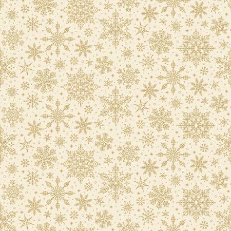 Poinsettias at Christmas CF17635-CREAM Snowflakes Cream Foil