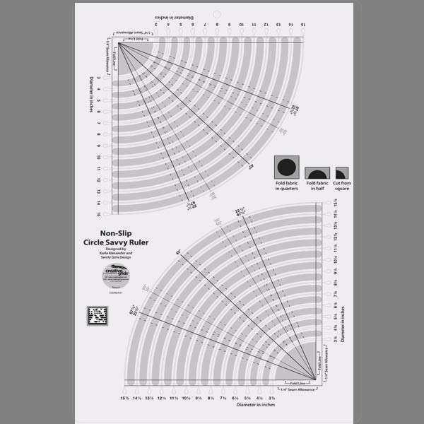 Creative Grids Circle Savvy 11-3/4in x 18-1/2in Quilt Ruler