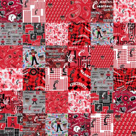 60" wide Cincinnati Collegiate Cheater Quilt