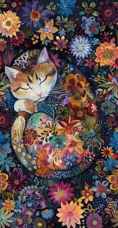 Calico Cat Black Panel 24in