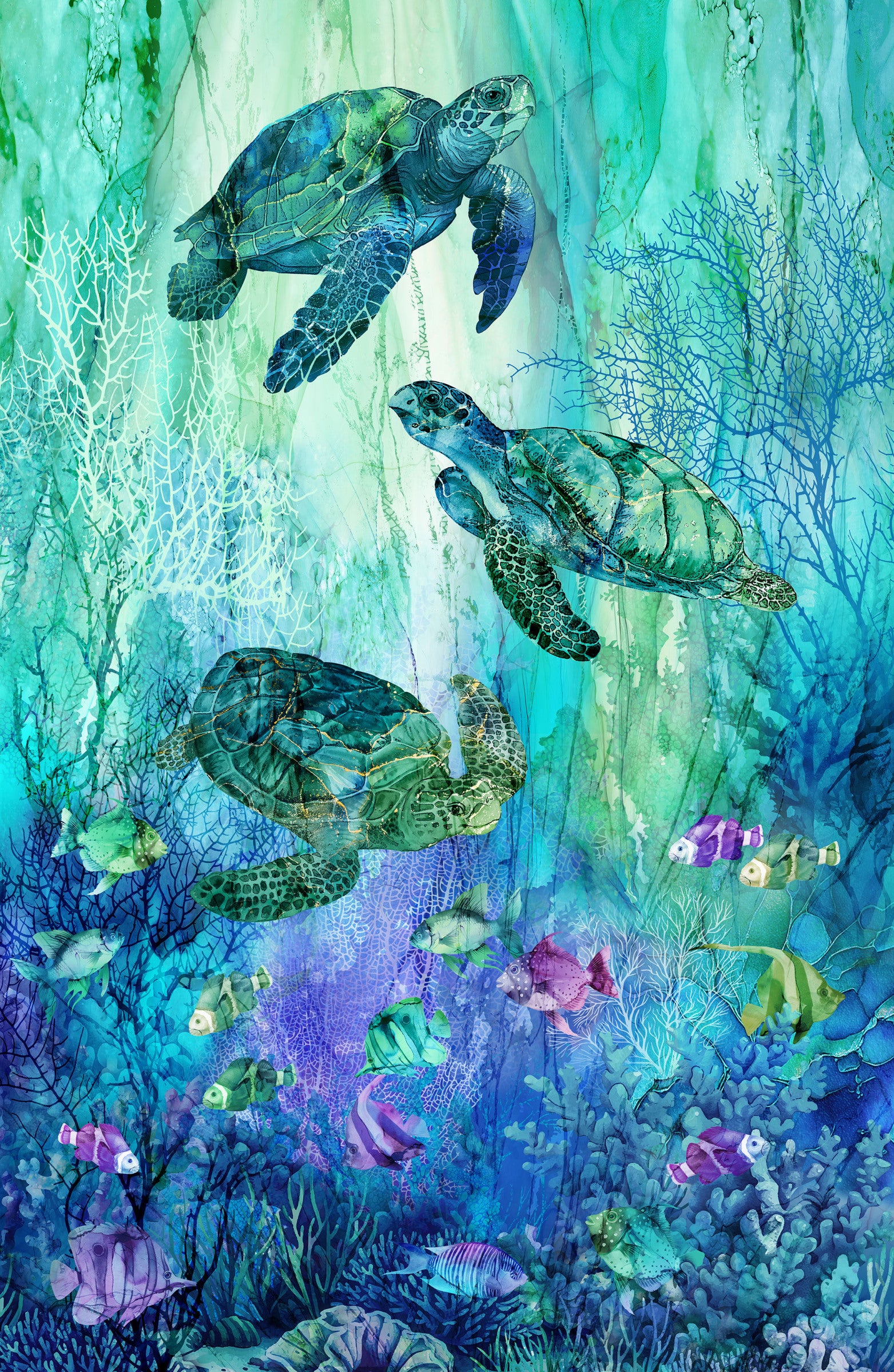 Coral Reef DP28875-66 Turquoise Panel