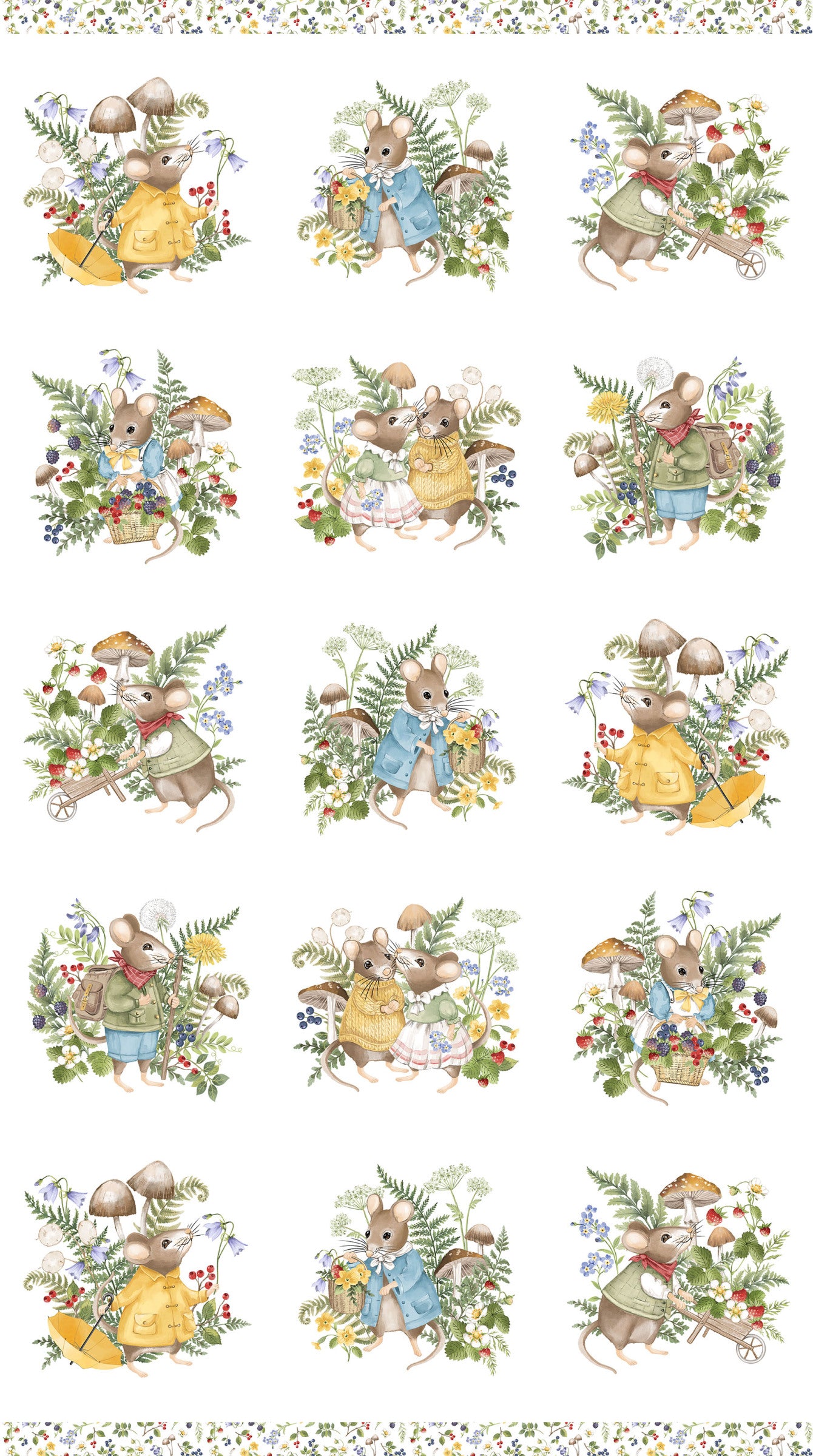 Country Mouse DP9005-10 White Multi Scenic Blocks - Panel