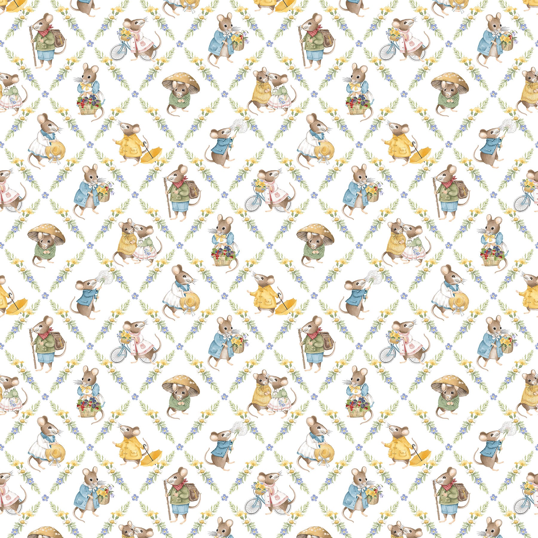 Country Mouse DP9008-10 White Multi Diamond Grid