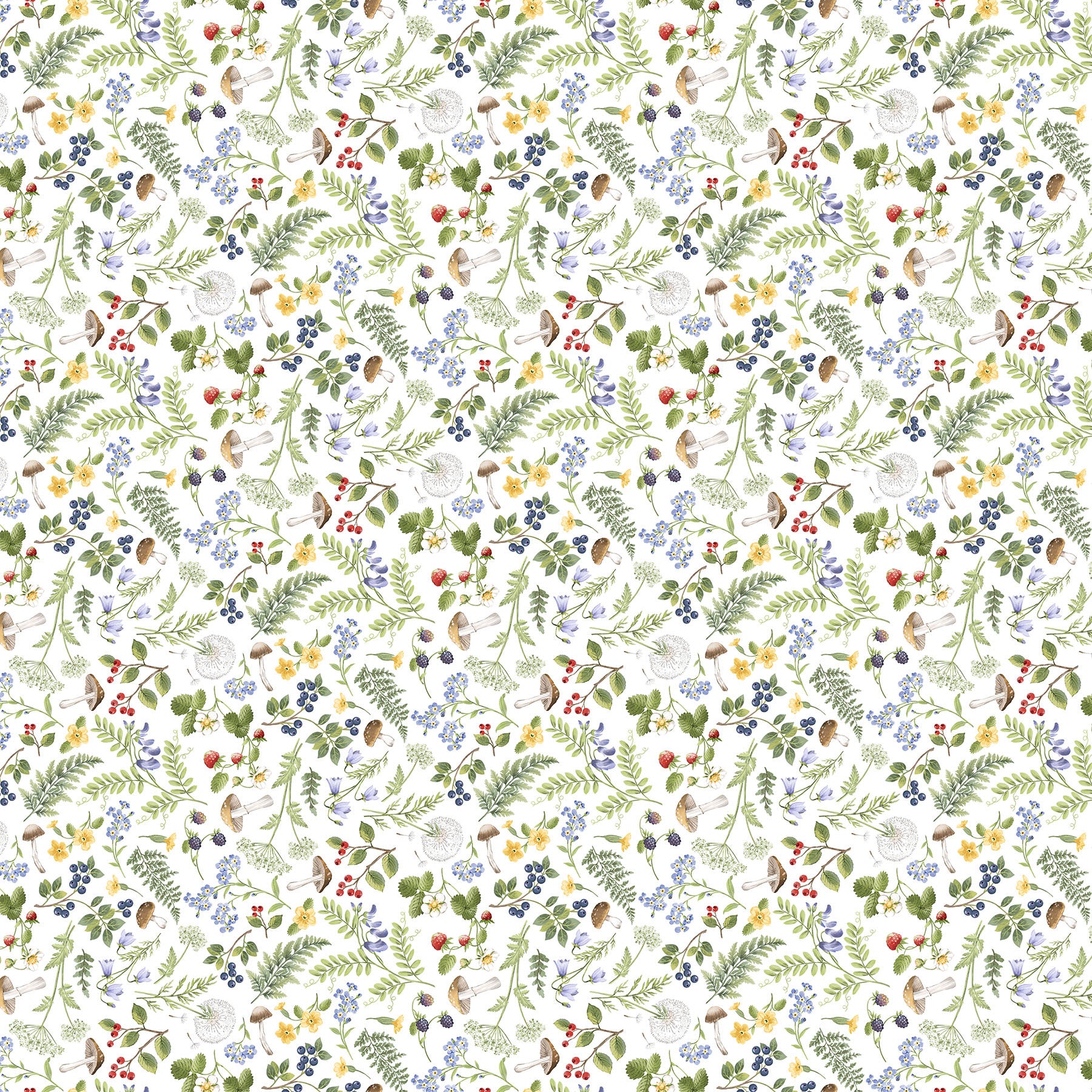 Country Mouse DP9009-10 White Multi Floral Fern Tossed