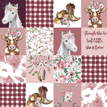 60" wide Rosewater Cowgirl Digital Cuddle