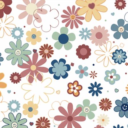 60" wide Multi Disco Daisies Digital Cuddle
