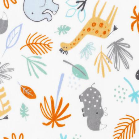 60" wide Dusty Blue Jungle Friends Digital Cuddle