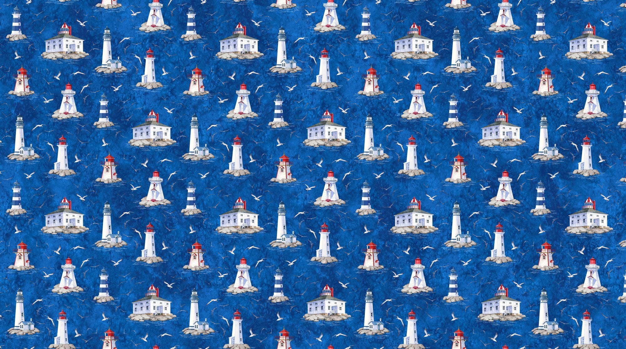 Atlantic Coast DP28011-47 Light Houses Dark Blue