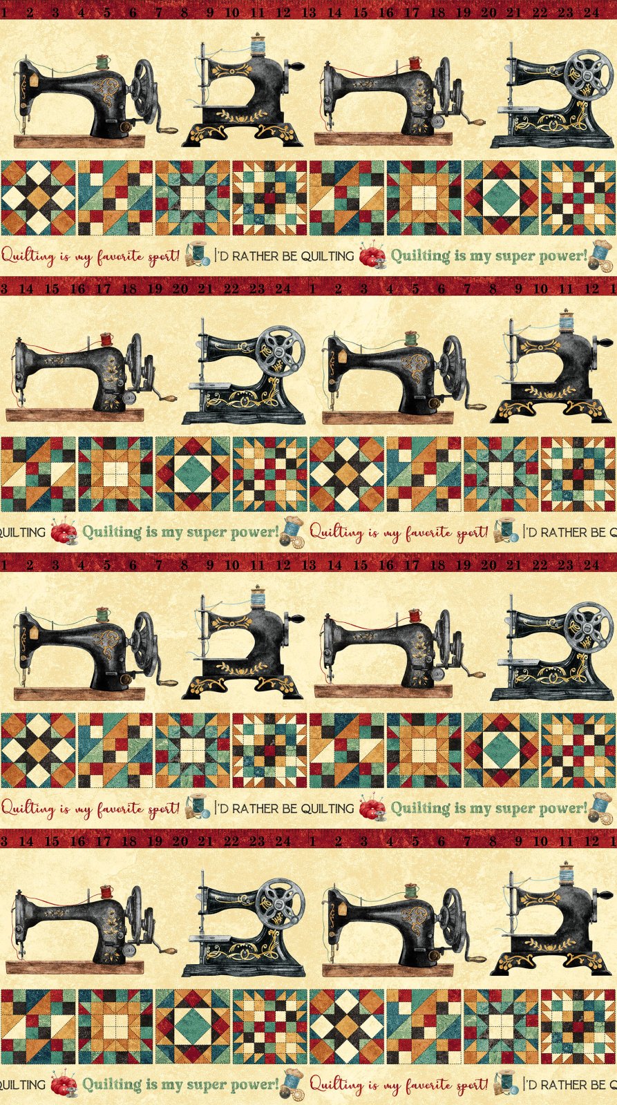 Stonehenge Stitchin' DP28341-12 Beige Multi Border Stripe