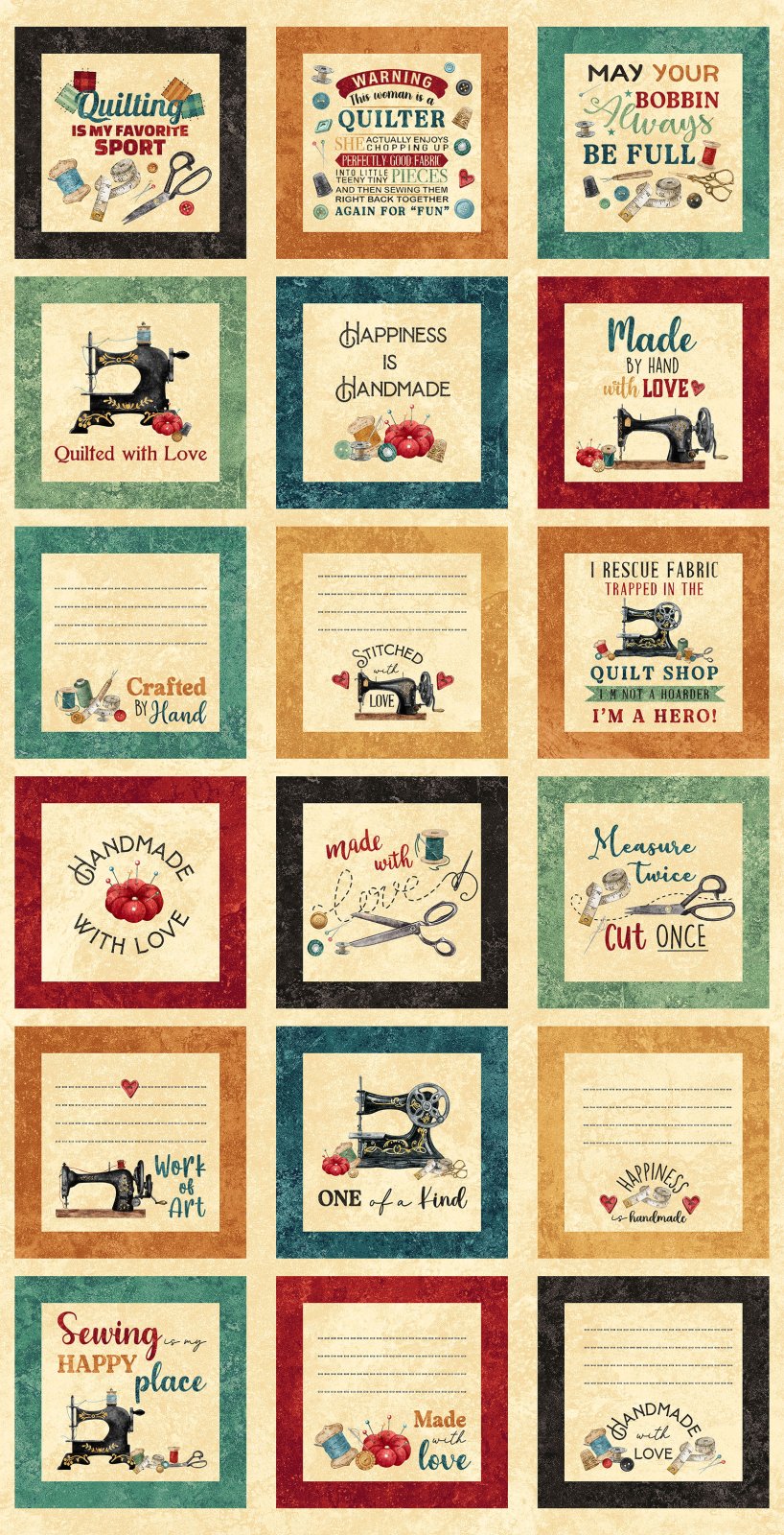 Stonehenge Stitchin' DP28342-12 Beige Multi Blocks