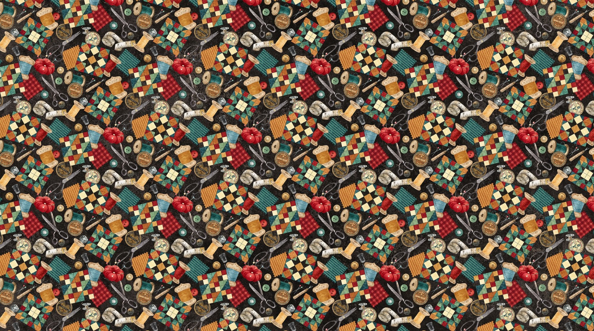 Stonehenge Stitchin' DP28343-99 Black Multi Sewing Stuff