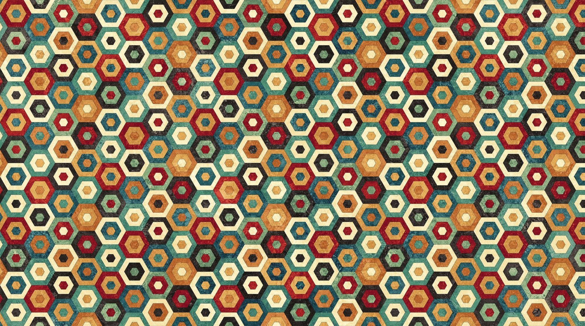 Stonehenge Stitchin' DP28350-12 Beige Multi Hexi Quilt