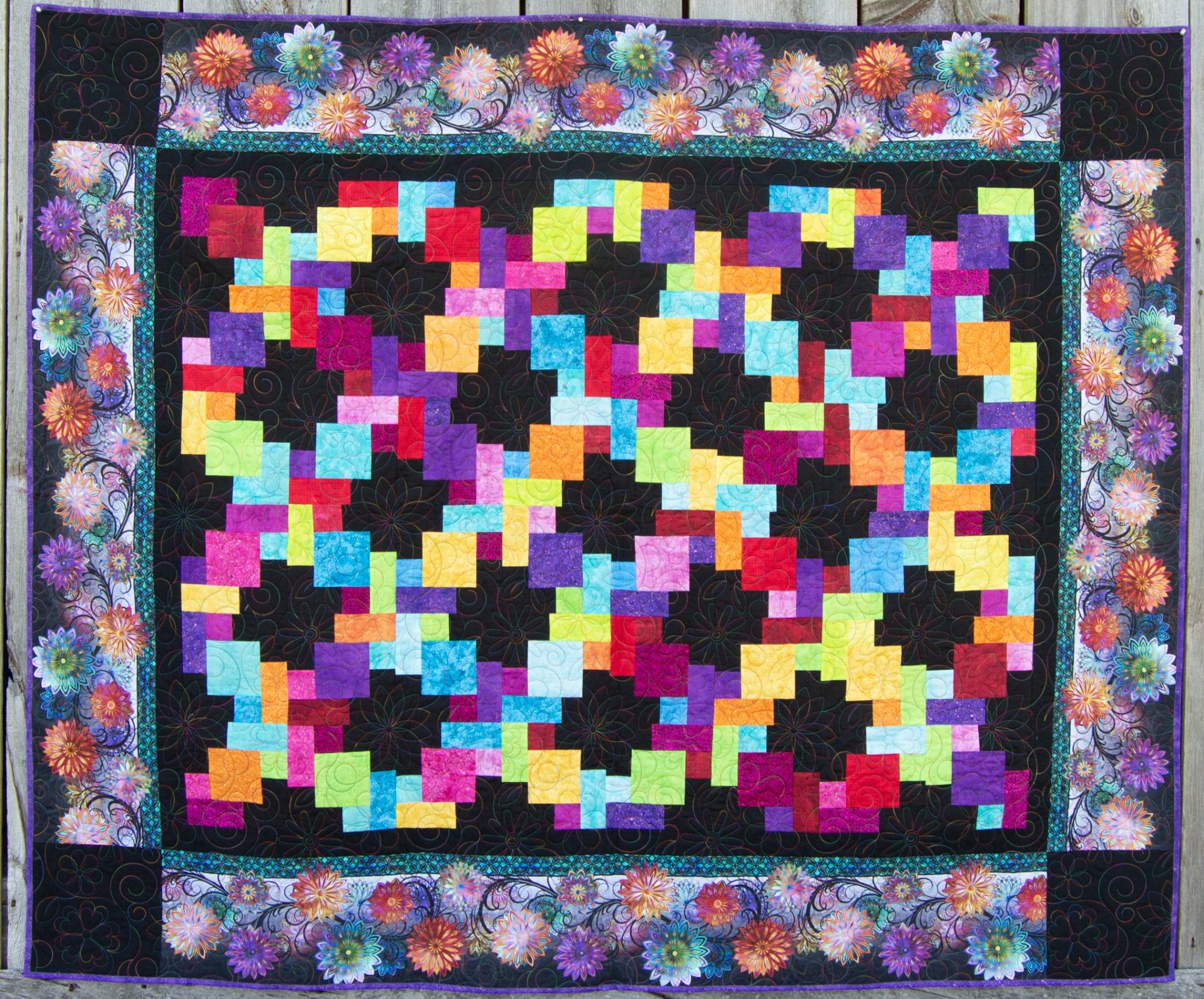 Country Roads Black and Bright Size: 70" x84"