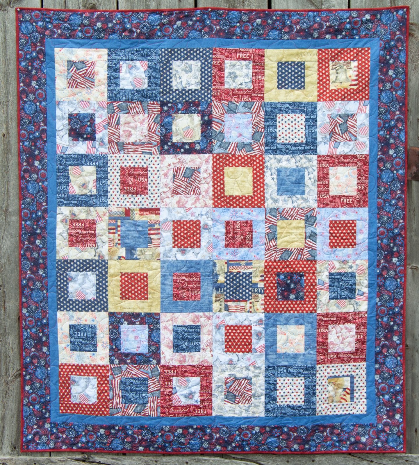 Patriotic 2 plus 1 Size: 61" x 71"