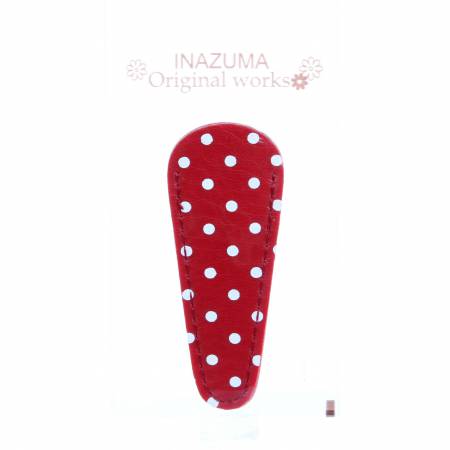 2.5" Long - Leather Polka Dot Embroidery Scissors Case Red
