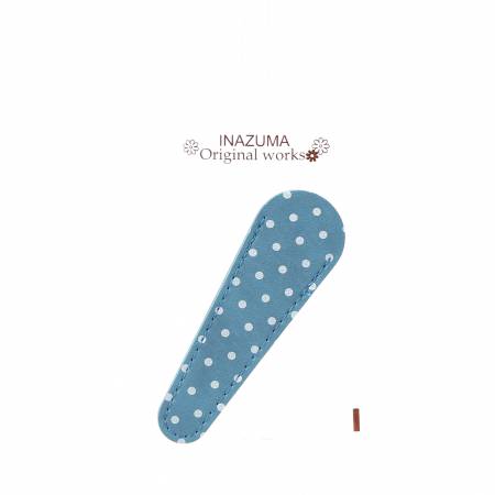 3 3/8" Long - Leather Polka Dot Embroidery Scissors Case Light Blue