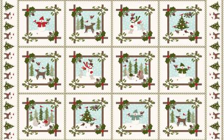 Snowtop Mountain Flannel F11161-E Cream Frames Flannel