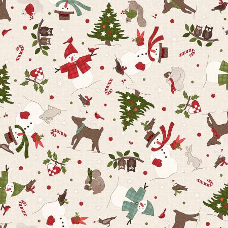 Snowtop Mountain Flannel F11162-E Cream Christmas Toss Flannel