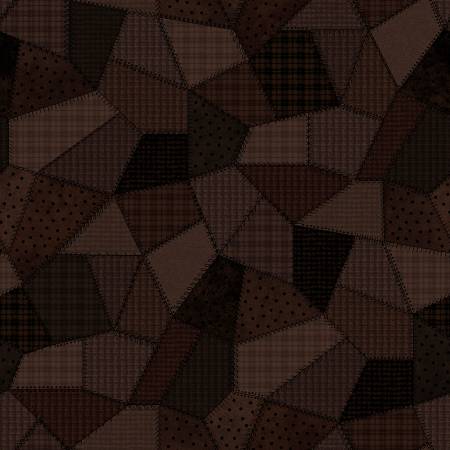 Patchwork Woolies F11310-JA Black/Brown Patchwork Quilt Flannel